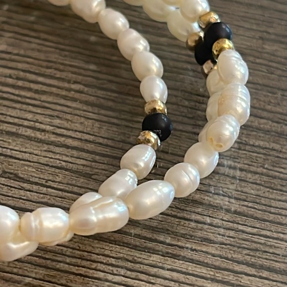 Vintage Fresh Water Pearl Memory Wire Bracelet 3 Strand - Picture 14 of 15